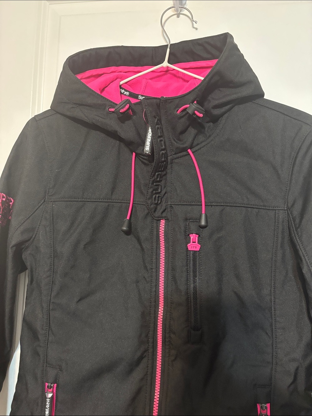 Superdry Women's Black Utility Jacket with Pink Accents